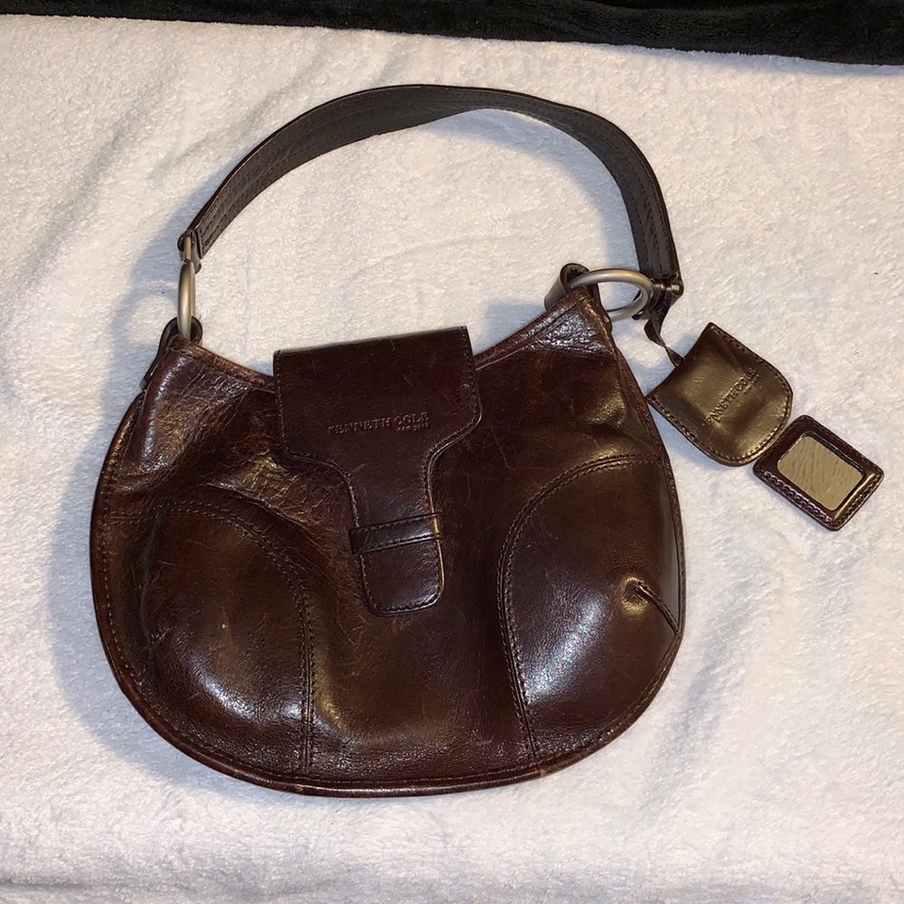 Rich brown genuine leather Kenneth Cole hobo bag